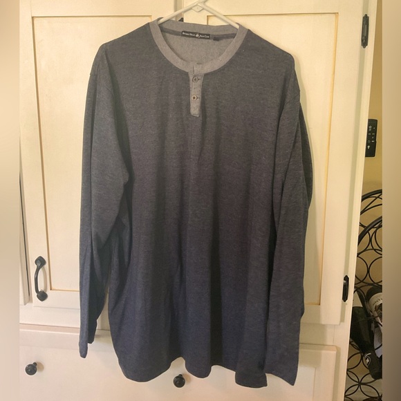 Beverly Hills polo club SZ XXL Charcoal with Lt gray highlights Henley Shirt - Picture 1 of 4